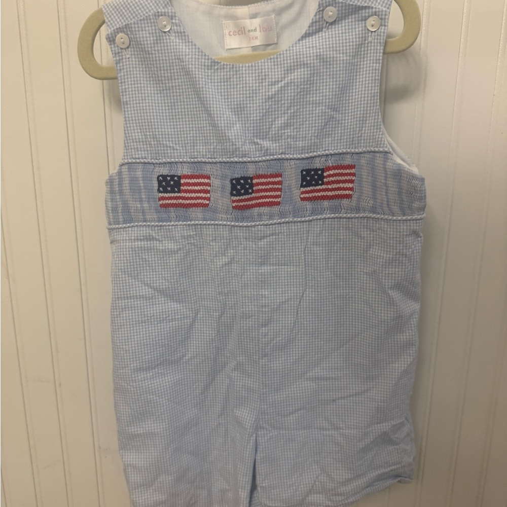 Cecil & Lou - Toddler American Flag JonJon Onesie - 24M